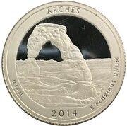 ¼ Dollar "Washington Quarter" Arches National Park, Utah - Silver Proof, United States, 2014 reverse image