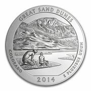 ¼ Dollar "Washington Quarter" Great Sand Dunes – Colorado; Silver 5 oz Bullion, United States, 2014 reverse image