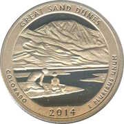 ¼ Dollar "Washington Quarter" Great Sand Dunes, Colorado, United States, 2014 reverse image