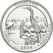 ¼ Dollar "Washington Quarter" Everglades National Park, Florida - Silver 5 oz Bullion, United States, 2014 reverse image