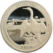 ¼ Dollar "Washington Quarter" Everglades National Park, Florida - Silver Proof, United States, 2014 reverse image