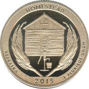 ¼ Dollar "Washington Quarter" Homestead National Monument of America, Nebraska, United States, 2015 reverse image
