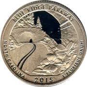 ¼ Dollar "Washington Quarter" Blue Ridge Parkway, North Carolina, United States, 2015 reverse image