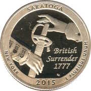 ¼ Dollar "Washington Quarter" Saratoga National Historical Park, New York, United States, 2015 reverse image