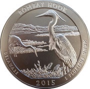 ¼ Dollar "Washington Quarter" Bombay Hook National Wildlife Refuge, Delaware - Silver 5 oz Bullion, United States, 2015 reverse image