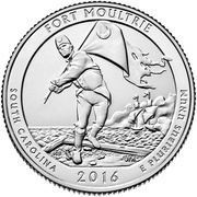 ¼ Dollar "Washington Quarter" Fort Moultrie at Fort Sumter National Monument, South Carolina, United States, 2016 reverse image
