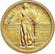¼ Dollar Standing Liberty Quarter Centennial; Gold obverse image