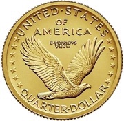 ¼ Dollar Standing Liberty Quarter Centennial; Gold reverse image