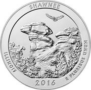 ¼ Dollar "Washington Quarter" Shawnee National Forest- Silver 5 oz Bullion, United States, 2016 reverse image