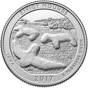 ¼ Dollar "Washington Quarter" Effigy Mounds National Monument, Iowa - Silver Proof, United States, 2017 reverse image