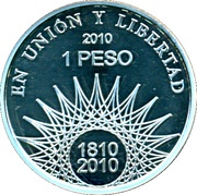 1 Peso Glaciar Perito Moreno - Silver Proof Issue, Argentina, 2010 reverse image