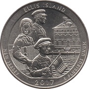 ¼ Dollar "Washington Quarter" Ellis Island (Statue of Liberty National Monument), New Jersey, United States, 2017 reverse image