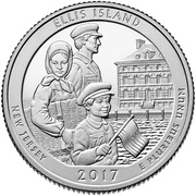 ¼ Dollar "Washington Quarter" Ellis Island (Statue of Liberty National Monument), New Jersey - Silver Proof, United States, 2017 reverse image