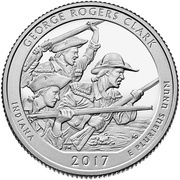 ¼ Dollar "Washington Quarter" George Rogers Clark National Historical Park, Indiana - Silver Proof, United States, 2017 reverse image