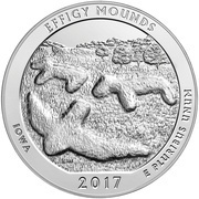 ¼ Dollar "Washington Quarter" Effigy Mounds National Monument, Iowa - Silver 5 oz Bullion, United States, 2017 reverse image