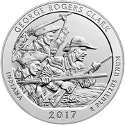 ¼ Dollar "Washington Quarter" George Rogers Clark National Historical Park, Indiana - Silver 5 oz Bullion, United States, 2017 reverse image