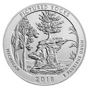 ¼ Dollar "Washington Quarter" Pictured Rocks National Lakeshore – Michigan; Silver 5 oz Bullion, United States, 2018 reverse image