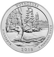 ¼ Dollar "Washington Quarter" Voyageurs National Park, Minnesota - Silver 5 oz Bullion, United States, 2018 reverse image