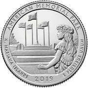 ¼ Dollar "Washington Quarter" American Memorial Park, Northern Mariana Islands, United States, 2019 reverse image