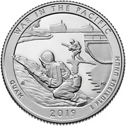 ¼ Dollar "Washington Quarter" War in the Pacific National Historical Park, Guam, United States, 2019 reverse image
