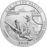 ¼ Dollar "Washington Quarter" War in the Pacific National Historical Park, Guam - Silver 5 oz Bullion, United States, 2019 reverse image