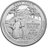 ¼ Dollar "Washington Quarter" Weir Farm National Historic Site, Connecticut, United States, 2020 reverse image