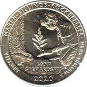 ¼ Dollar "Washington Quarter" Marsh-Billings-Rockefeller National Historical Park, Vermont, United States, 2020 reverse image