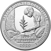 ¼ Dollar "Washington Quarter" Marsh-Billings-Rockefeller National Historical Park, Vermont, United States, 2020 reverse image