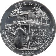 ¼ Dollar "Washington Quarter" Weir Farm National Historic Site, Connecticut - Silver 5 oz Bullion, United States, 2020 reverse image