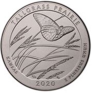 ¼ Dollar "Washington Quarter" Tallgrass Prairie National Preserve - Silver 5 oz Bullion, United States, 2020 reverse image