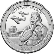 ¼ Dollar "Washington Quarter" Tuskegee Airmen National Historic Site, Alabama, United States, 2021 reverse image