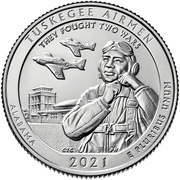 ¼ Dollar "Washington Quarter" Tuskegee Airmen National Historic Site, Alabama, United States, 2021 reverse image