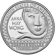 ¼ Dollar "Washington Quarter" Anna May Wong, United States, 2022 reverse image