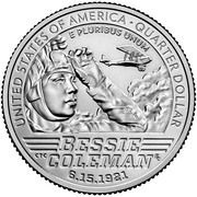 ¼ Dollar "Washington Quarter" Bessie Coleman, United States, 2023 reverse image