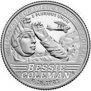 ¼ Dollar "Washington Quarter" Bessie Coleman reverse image