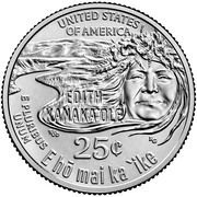 ¼ Dollar "Washington Quarter" Edith Kanakaʻole, United States, 2023 reverse image