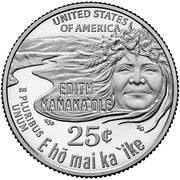 ¼ Dollar "Washington Quarter" Edith Kanakaʻole, United States, 2023 reverse image