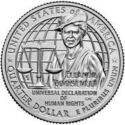 ¼ Dollar "Washington Quarter" Eleanor Roosevelt, United States, 2023 reverse image