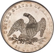 50 Cents "Capped Bust Half Dollar" Reeded edge, United States, 1836-1837 reverse image