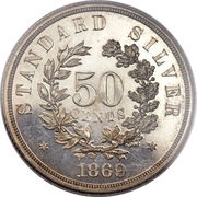 ½ Dollar "1869" Pattern, United States, 1869 reverse image
