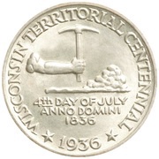 ½ Dollar Wisconsin Territorial Centennial obverse image