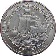 ½ Dollar Columbus, United States, 1992 reverse image