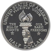 ½ Dollar Bill Of Rights, United States, 1993 reverse image