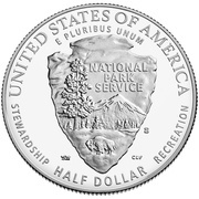 ½ Dollar 100th Anniversary of the National Park Service, United States, 2016 reverse image