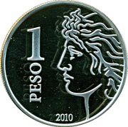 1 Peso 75th Anniversary of B.C.R.A., Argentina, 2010 reverse image
