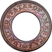 1 Dollar "1852 Gold Dollar" Pattern; copper obverse image