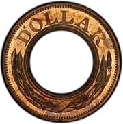 1 Dollar "1852 Gold Dollar" Pattern; copper-nickel, United States, 1852 reverse image