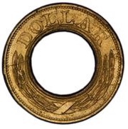 1 Dollar "1852 Gold Dollar" Pattern; brass reverse image