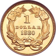 1 Dollar "Large Indian Head" Type 3, United States, 1856-1889 reverse image