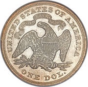 1 Dollar "Seated Liberty" with motto, United States, 1866-1873 reverse image